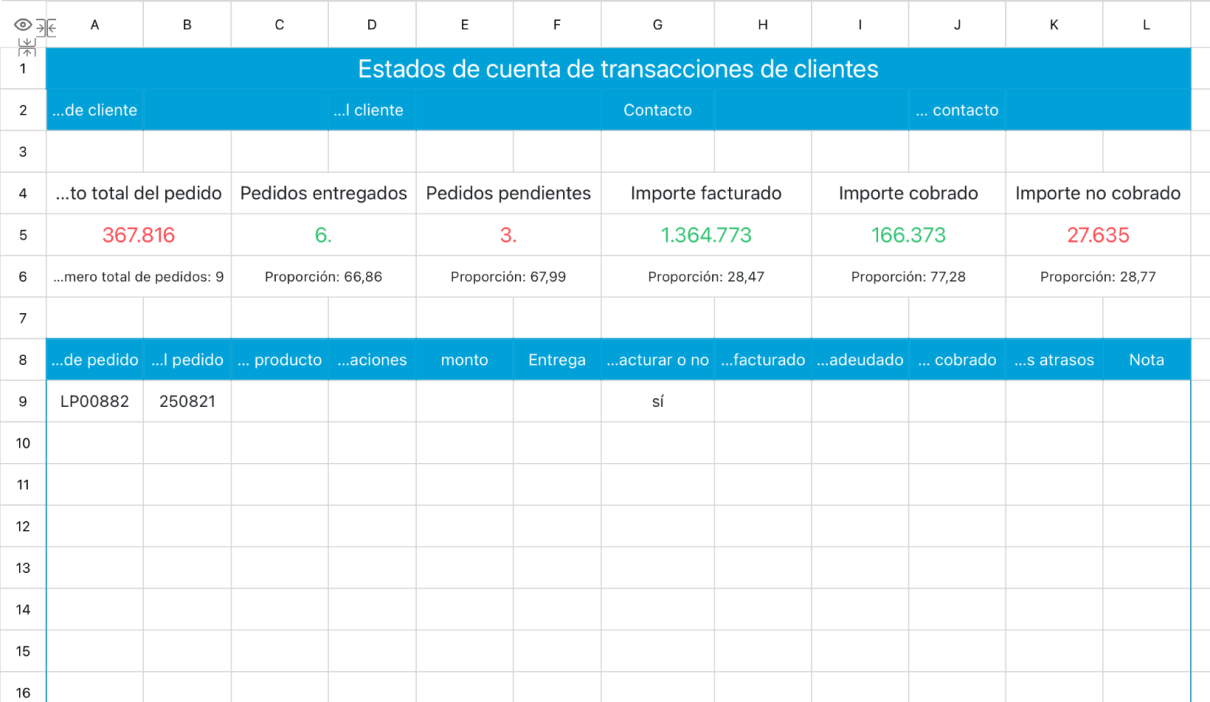 Estados de cuenta de transacciones de clientes